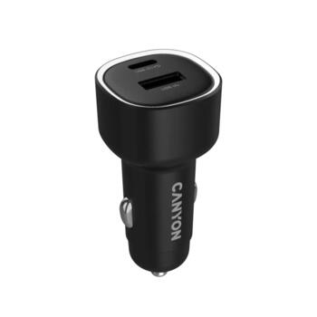 Auto lādētājs ar 48 W PD ātro uzlādi USB A un USB C izejām OnDrive 48 PD USB-A+USB-C Melns CNE-CCABR3AC CANYON (CNE-CCABR3AC)