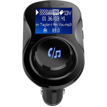 Tellur FM модулятор FMT-B3 TLL622021, 87.5-108.0MHz, USB зарядка, MicroSD, черный цвет, поддержка MP3, дисплей (TLL622021)