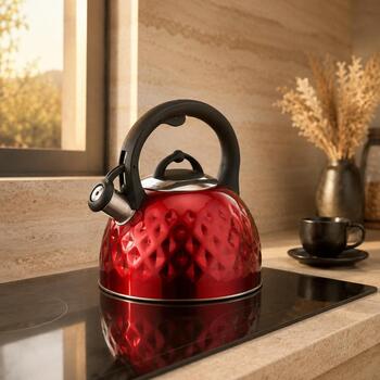 Brock MWK 001 RD La Cuisinette чайник, 2,5л, 3л, 0,55кг, нерж. сталь, красный, для индукции (MWK 001 RD)