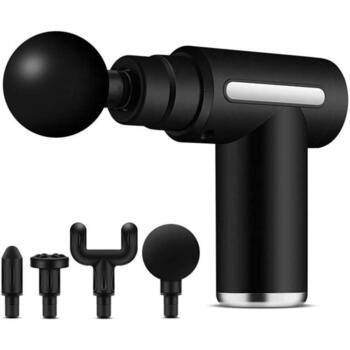Media-Tech Masāžas pistole MT6521, 6 ātrumi, 1800-3200 apgr/min, 45 min, 4 uzgaļi, USB-C, melna (MT6521)