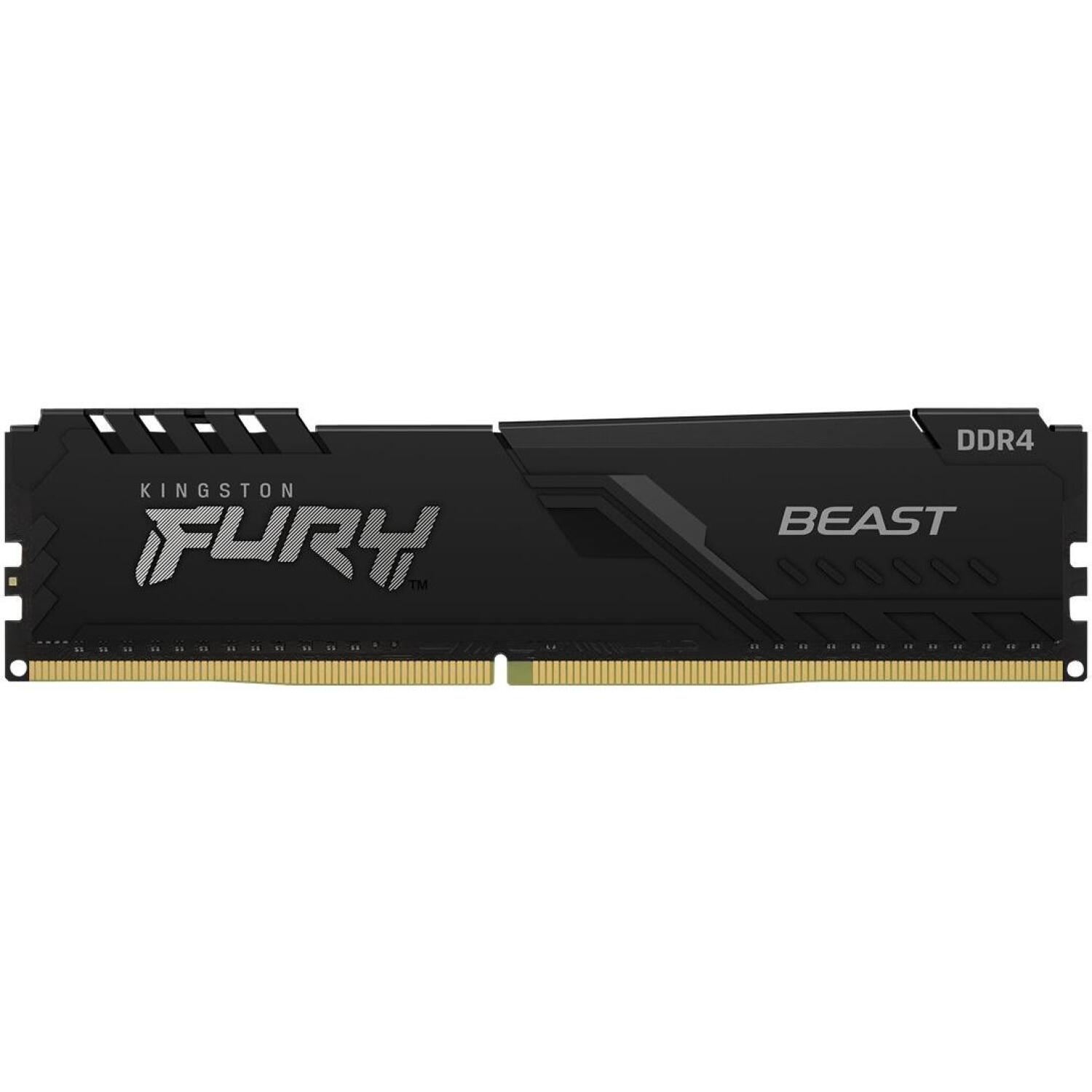 Kingston Fury Beast KF436C18BB/16, 16 ГБ, DDR4, 3600 МГц, 1.35 В, CL18, одноканальный, ODT, SPD, черная PCB (KF436C18BB/16)