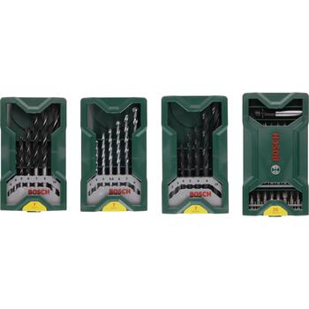 Bosch 2607017071 Uzgaļu un urbju komplekts Mini X-Line, 47 gab., 7 HSS urbji, 7 mūra urbji, 7 koka urbji, 25 uzgaļi (2607017071)