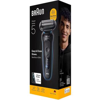 Бритва Braun Series 5 52-B1000s, 50 мин, влажное и сухое, литий-ионный аккумулятор, 3 лезвия, беспроводная, быстрая зарядка (52-B1000s)