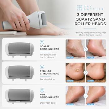 Ray Battler Callus Remover RB 0018, 2 скорости, LED дисплей, IPX5, 5V, 1200mAh, 4ч работы, дорожный чехол, ролики: мелкие, обычные (RB 0018)