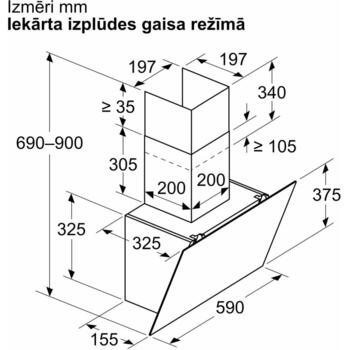 Bosch DWK65DK60 sienas tvaika nosūcējs, 59cm, 430m³/h, A klase, LED, melns, skārienjutīgs (DWK65DK60)