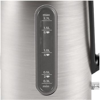 Bosch Чайник TWK4P440, 2400 Вт, 1.7 Л, Нержавеющая сталь, 360° поворотная база, Черный/Нержавеющая сталь (TWK4P440)