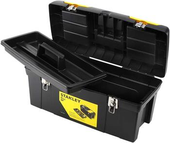 Stanley instrumentu kaste 1-92-067, 22.1l, 28kg, metāla aizbīdņi, noņemams paplāte, rokturis ar mīkstu satvērienu (1-92-067)