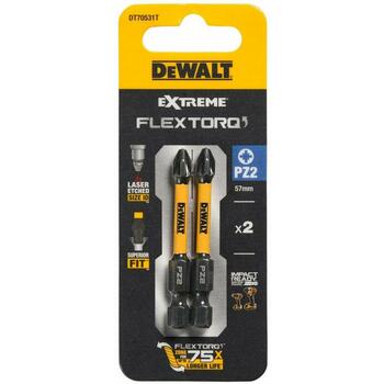 Dewalt FLEXTORQ бит для отвертки DT70531T-QZ PZ2 57mm, 2 шт., Torsion Impact, Blister, ISO 1173, ISO 2351-2, Долговечность (DT70531T-QZ)