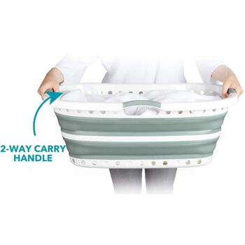 Beldray Складная корзина для белья LA072979GRNFEU7, 37L, Зеленая, 66x44x24cm, двойная ручка, складной дизайн (LA072979GRNFEU7)