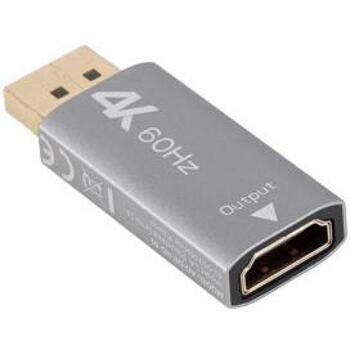 Lanberg adapteris AD-DP-HD-01, 4K(3840 x 2160), DisplayPort vīriešu, HDMI sieviešu, sudrabs (AD-DP-HD-01)