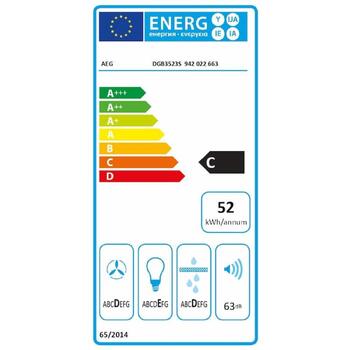 AEG DGB3523S встраиваемая вытяжка, 52см, 330/145 м³/ч, 63/45 дБ, 3 скорости, LED, механическое управление (DGB3523S)