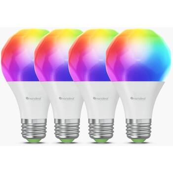 Nanoleaf Essentials Умная A60 Лампа N7501B02-4A60E, 900lm, 9W, E27, 2700-6500K, 4 шт., Умное управление (N7501B02-4A60E)
