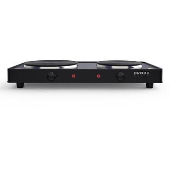Brock EP 200 BK мини-плита, 2 конфорки, 2500 Вт, 18,5/15,5 см, 220-240 В, черный (EP 200 BK)