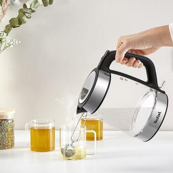 Tefal Чайник KI605830, 2200 W, 1.7 L, стекло, 360° поворотная база, черный (KI605830)