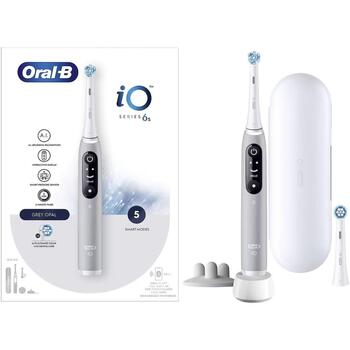 Oral-B elektriskā zobu birste iO6s Grey Opal 445258, 2 galviņas, 5 režīmi, pelēka, uzlādējama, litija jonu akumulators (iO6s Grey Opal)