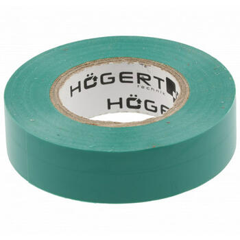 Hogert HT1P284 изоляционная лента, 0.13мм x 19мм x 20м, зеленая, 125%, от -20°C до +60°C, водонепроницаемая, самозатухающая (HT1P284)