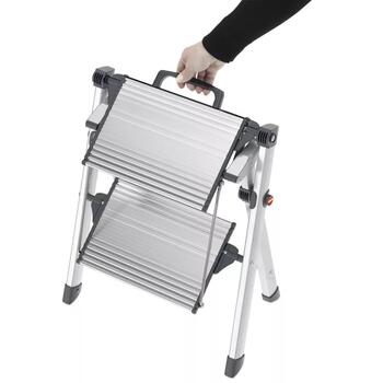 Hailo MK80 ComfortLine 034310100, salokāms pakāpienu soliņš, 2 pakāpieni, alumīnijs, 220cm, 150kg, 3,6kg (034310100)