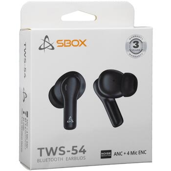 Sbox Беспроводные наушники EB-TWS54-B, 20-20000Гц, 32Ω, 107dB, Bluetooth 5.4, ANC, 6ч времени разговора (EB-TWS54-B)