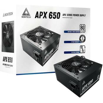Montech Datora barošanas bloks APX650, 650W, 100-240V, 50/60Hz, 20+4 pin ATX, 80 PLUS White, 1 ventilators (APX650)