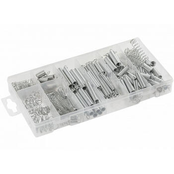 Hogert atsperu komplekts HT8G514, 200pcs, tērauds, 124 spriedzes atsperes izmēri, 74 kompresijas atsperes izmēri, ērta kaste (HT8G514)