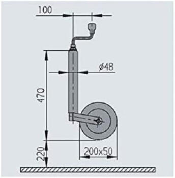 Piekabes atbalsts ar riteni STUETZRAD48 Compact 150kg 200x50mm; 1222433 AL-KO (1222433)