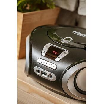 Adler CD Boombox AD 1181bs, 2x4W, 20 FM станций, USB подключение, LCD дисплей, Аккумулятор, AUX вход (AD 1181bs)