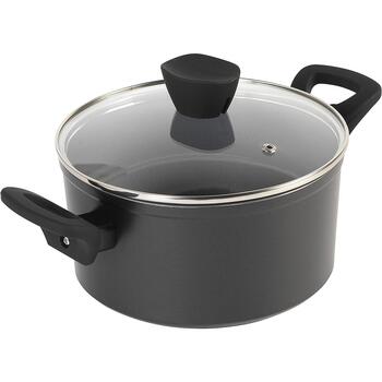 Russell Hobbs Перламутровая кастрюля RH01712EU, 20см, алюминий, матовый серый, 10см, с крышкой, можно мыть в посудомоечной машине (RH01712EU)