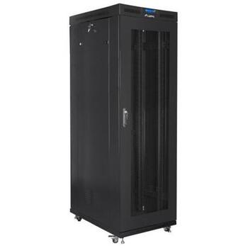 Lanberg стоячий шкаф 19 дюймов 27U FF01-8227-23BL, 800mm, 1200mm, 800kg, перфорированная дверь, LCD дисплей (FF01-8227-23BL)