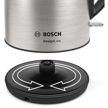 Bosch Электрический чайник TWK3P420, 2400 Вт, 1.7 л, нержавеющая сталь, 360° поворотная база, автоматическое отключение (TWK3P420)