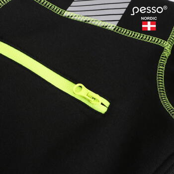 Pesso Hi-Vis jaka ar kapuci JERSEY_HV-M, melna/dzeltena, M, 65% kokvilna/35% poliesters, 300g/m², atstarojošas lentes 5cm (JERSEY_HV-M)