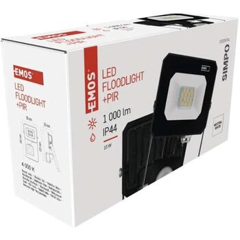 Emos LED прожектор ZS2313, 10 W, 1000 lm, IP44, нейтральный белый, PIR датчик, алюминиевый корпус (ZS2313)