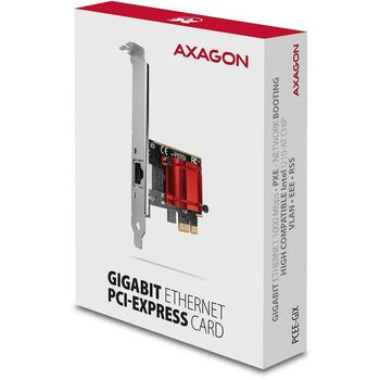 Axagon Сетевая карта PCEE-GIX 1GbE 1порт, Intel I210, PCIe 2.1, RJ-45, 10/100/1000 Мбит/с, Wake-on-LAN, Jumbo кадры (PCEE-GIX)