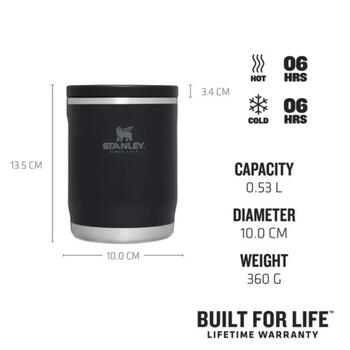 Stanley® Adventure To-Go 2810836009, 0,53л, черный, нержавеющая сталь, вакуумная изоляция, 6ч тепло/холод (2810836009)