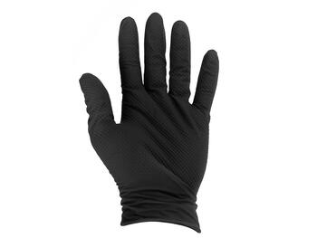 Geko Нитриловые перчатки SOLID GRIP G75200-M, размер M, 50 шт., черные, 3D алмазная текстура, хлорированная внутренняя поверхность (G75200-M)