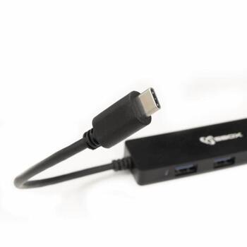 Sbox USB centrmezgls H-404C, 4xUSB A 3.0, 1xUSB C, 5 Gbps, melna krāsa, ABS plastmasa (H-404C)