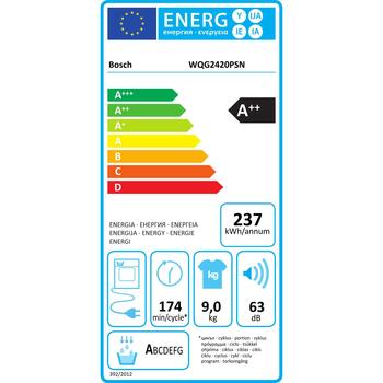 Bosch veļas žāvētājs WQG2420PSN, 9kg, 62dB(A), elektrisks, siltumsūknis, bērnu drošība (WQG2420PSN)