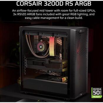Corsair 3200D RS ARGB корпус, CC-9011346-WW, ATX, 165мм, 400мм, 180мм, 7 слотов, 1x3.5