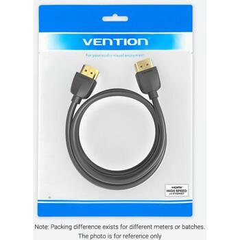 Vention HDMI kabelis 2M AAIBH, 2m, 18Gbit/s, 4.5mm, 3D, zelta kontakts, elastīgs, melns (AAIBH)