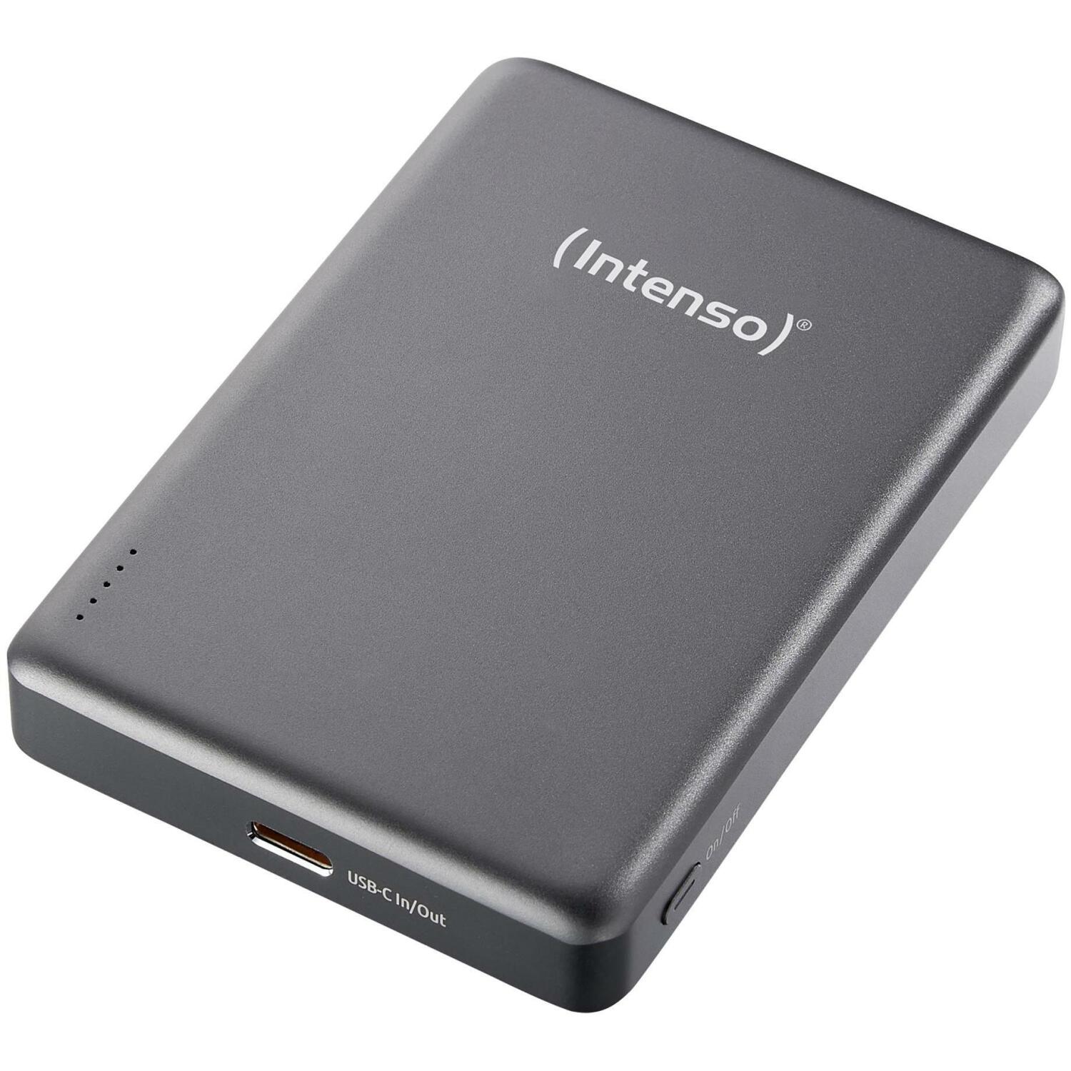 Intenso Power Bank 7344034 10000 мАч, 20 Вт USB-C PD, 15 Вт беспроводная зарядка, совместим с MagSafe, серый (7344034)