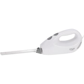 Adler Электрический нож AD 4512, 200 W, 850 g, Нержавеющая сталь, 2 ножа, 29 см длина лезвия, 1 м шнур питания, Белый (AD 4512)