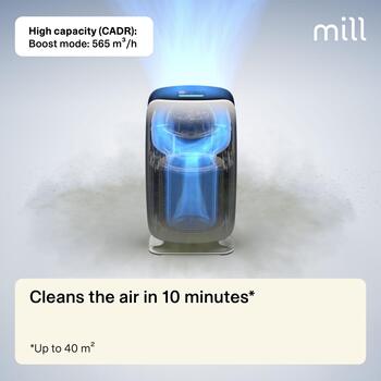 Mill Очиститель воздуха APSILENT, Подходит для помещений до 115 м², 68.3 м³, WiFi, True HEPA13 фильтр, антибактериальное покрытие (APSILENT)