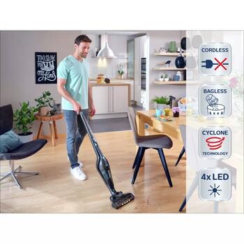 Leifheit Rotaro PowerVac 2in1 1011928, 20В, 40мин, беспроводной, циклонная технология, EPA фильтр, 4 светодиода, 2 уровня мощности (1011928)