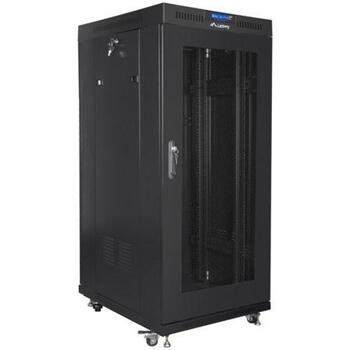 Lanberg Напольный монтажный шкаф 19 дюймов 22U FF01-8822-23BL, 800 кг, 800x800 мм, ЖК-дисплей, перфорированная дверь (FF01-8822-23BL)