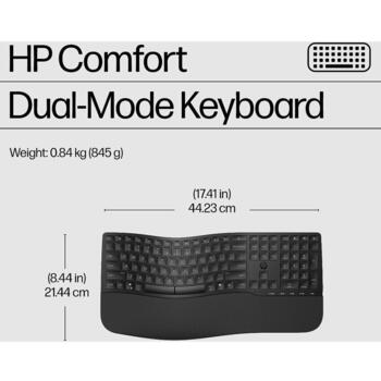 HP 685 Comfort tastatūras un peles komplekts 8T6L7UT#ABB, 2.4 GHz, Bluetooth, 4000 DPI, pilna izmēra, izliekta, melna (8T6L7UT#ABB)