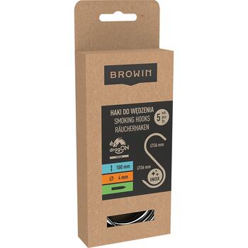 Browin S-образные крючки 311206, 100мм, Ø4мм, 5 шт, прочная нержавеющая сталь, безопасно для пищи (311206)