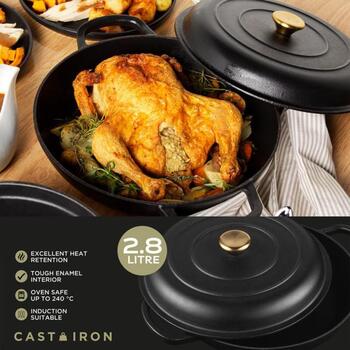 Russell Hobbs čuguna katls RH02525BEU7, 2.8l, 30cm, indukcijas plītīm, vāks iekļauts (RH02525BEU7)
