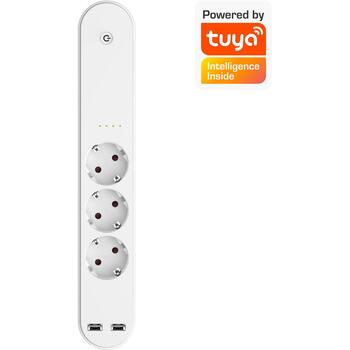 Denver Умная розетка SHP-310U, AC250V, 16A, 3680W, 2xUSB 5V 2.4A, Wi-Fi 2.4GHz, белый цвет (SHP-310U)