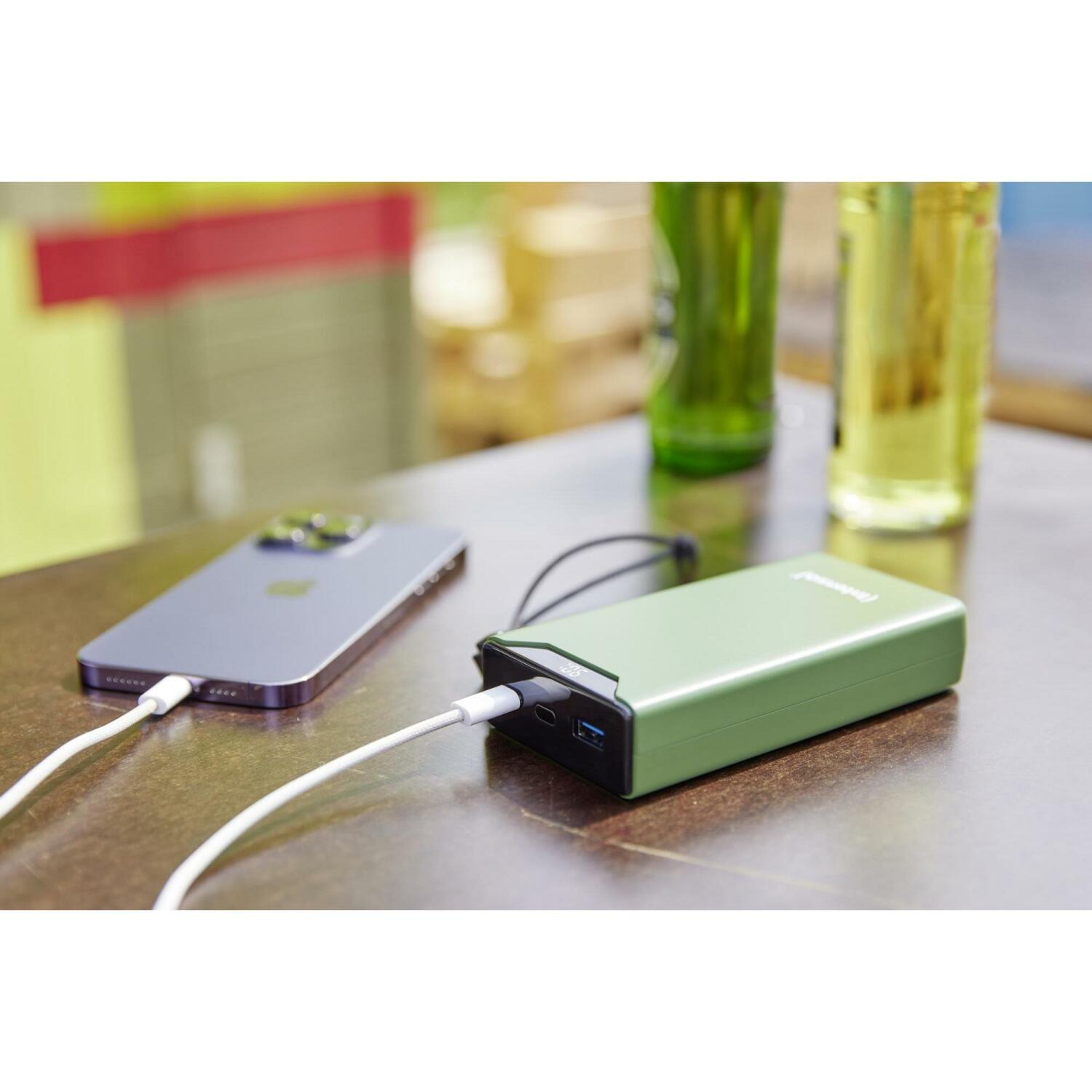 Intenso Power Bank 7332057 20000 мАч, Li-Полимер, 20 Вт, 1x USB Type-A, 1x USB Type-C, зеленый, защита от ЭСД (7332057)