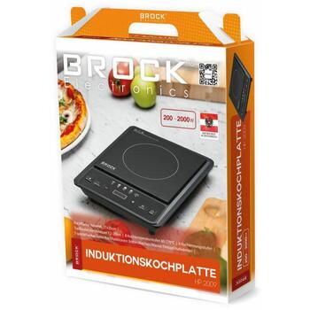 Brock HP 2009 индукционная плита, 2000 Вт, керамическая поверхность 25x25 см, ЖК-дисплей, 8 уровней температуры, таймер (HP 2009)