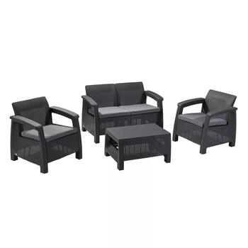 Dārza mēbeļu komplekts Corfu Set pelēks KETER 29197361939 75x70x79cm, 128x70x79cm, 77x57x42cm (29197361939)